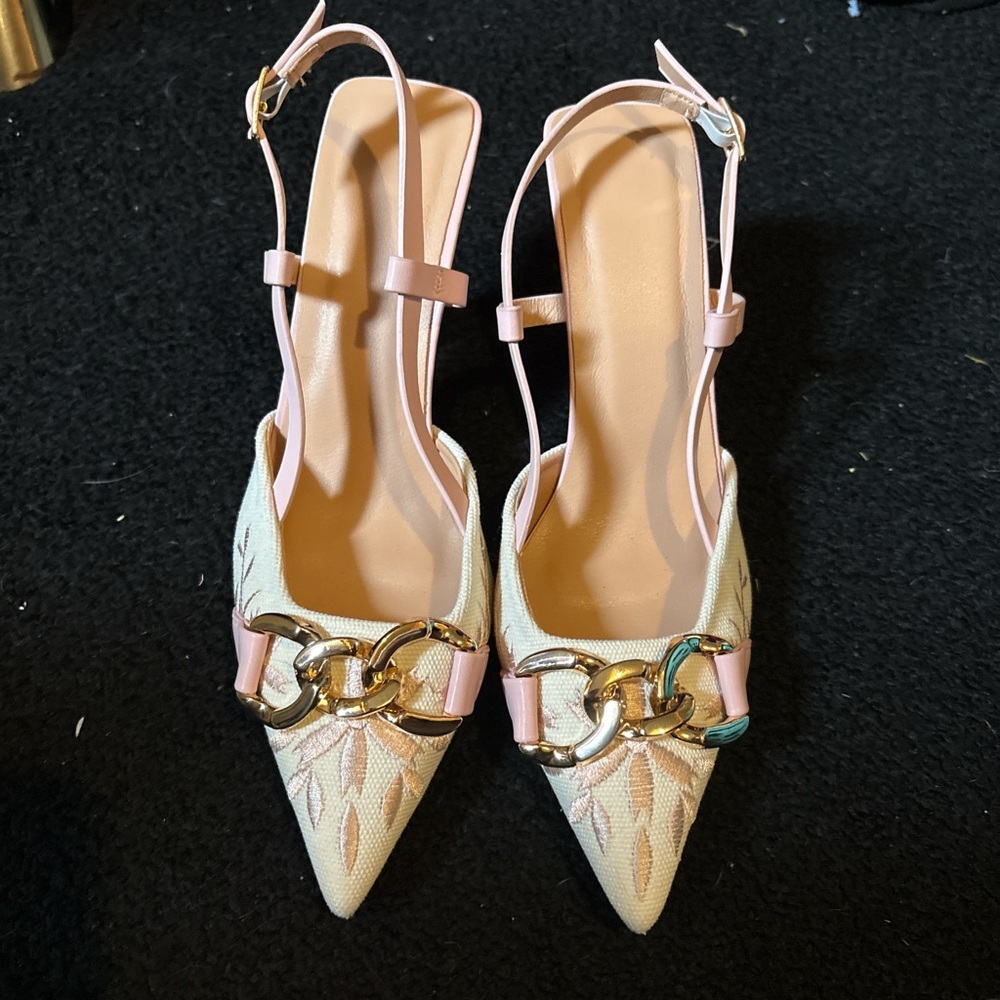 Elegant Beige and Pink Women's Heels
